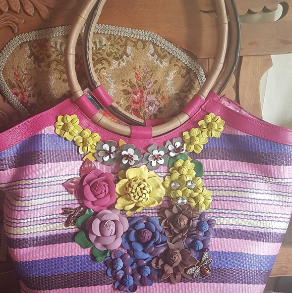 NWOT Sharif Woven Genuine Leather Tote - Picture 2 of 3